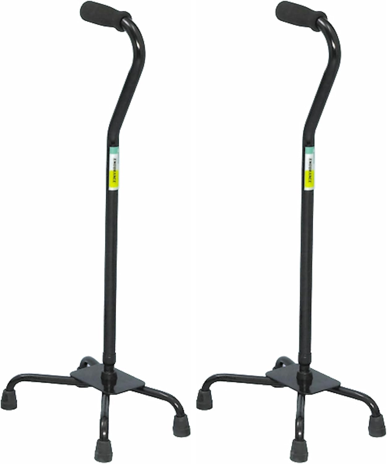 Essential Medical Supply Small Base Quad Cane in Black - Height Adjustable Walking Cane, Sturdy and Durable Walking Cane for Improved Mobility and Stability with 4 Prong Base and Rubber Tips