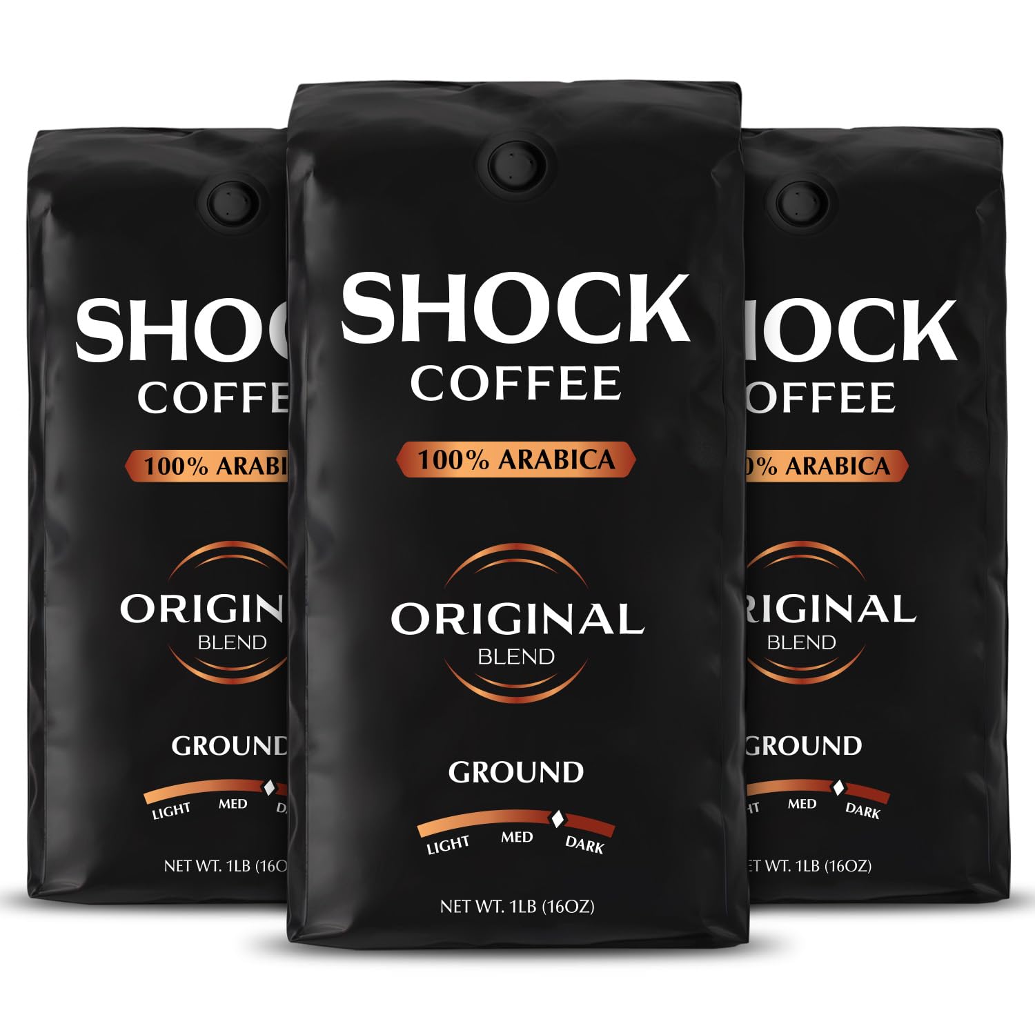 Shock Coffee Ground, The Strongest Caffeinated All-Natural Coffee, Up to 50% more Caffeine. 1 pound