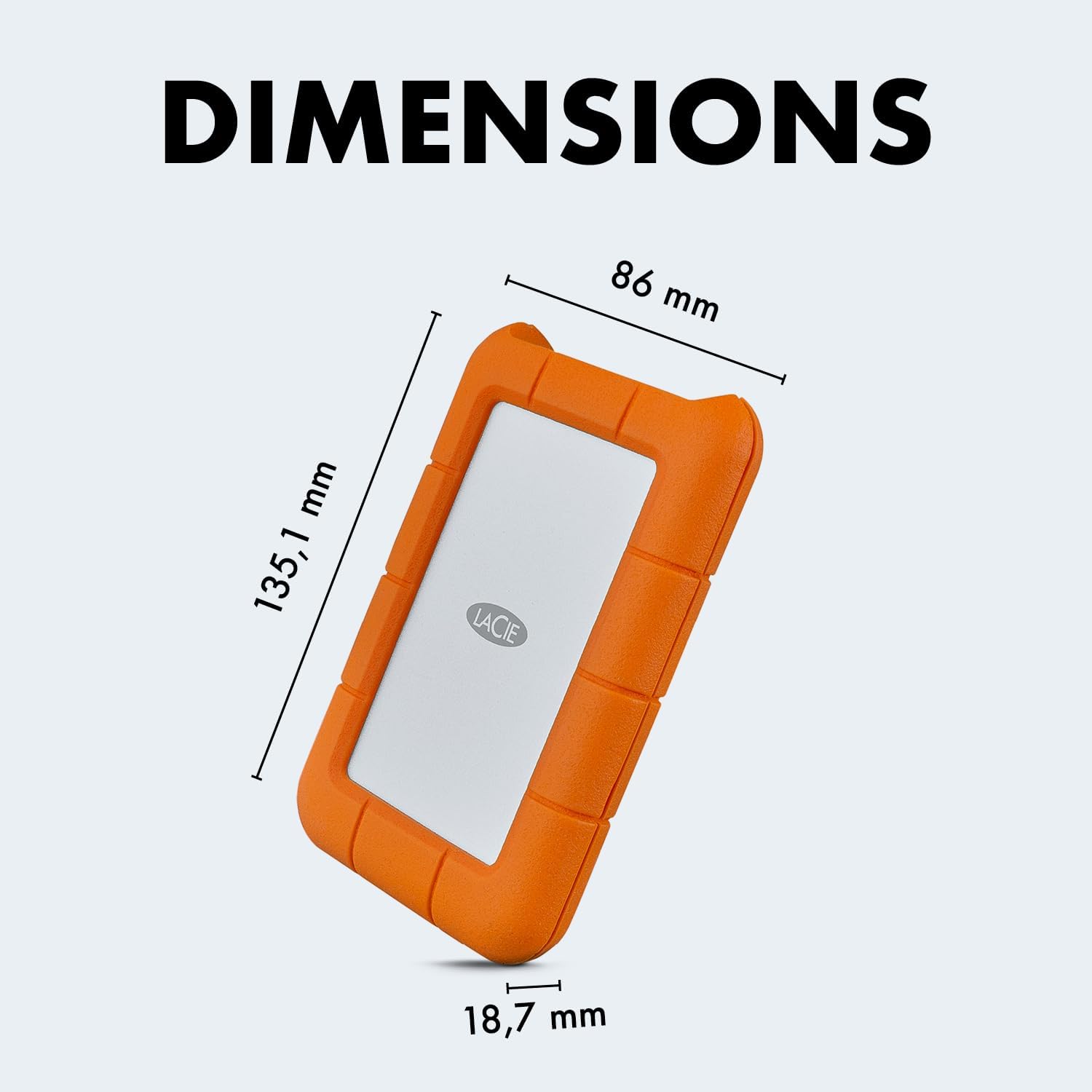 LaCie Rugged USB-C 2TB External Hard Drive Portable HDD, USB 3.0 Compatible, Drop Shock Dust Rain Resistant, for Mac and PC | Mac, PC
