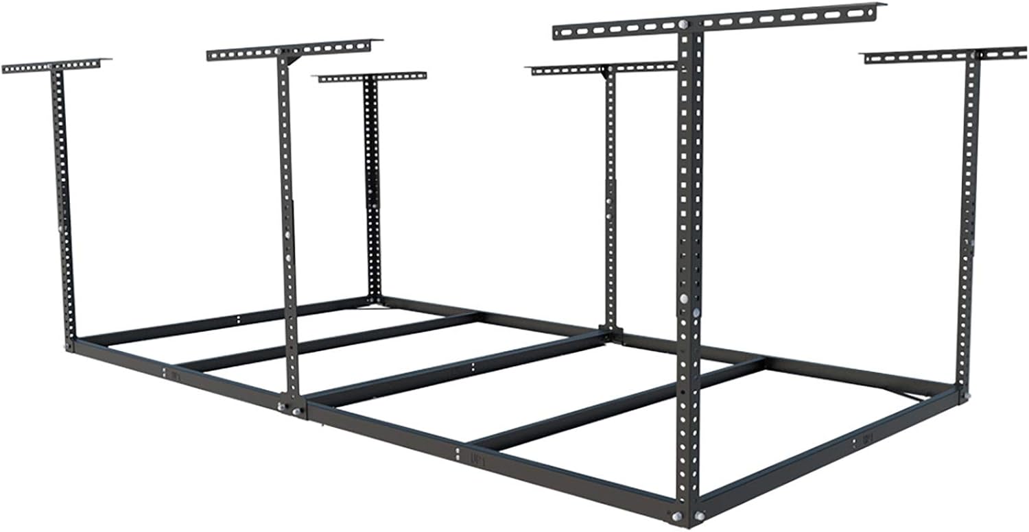 FLEXIMOUNTS 4x8 Overhead Garage Storage Rack, Without Decking, Black