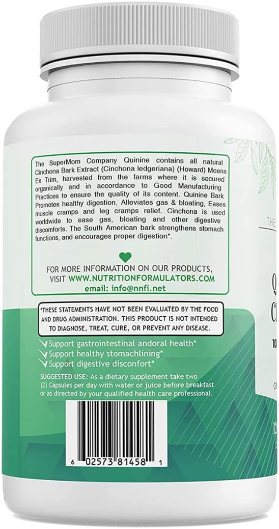 Quinine Cinchona Bark Extract 1000 mg – Herbal Supplement for Muscle & Leg Cramp Relief, Digestive Support & Immune Health – 120 Capsules, Non-GMO
