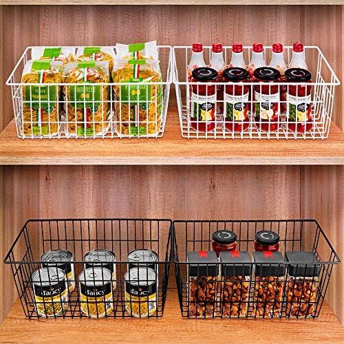 SANNO 15.7" Freezer Baskets Wire Storage Baskets Bin Organizer Food, Kitchen, Basket Organizers Bins for Home, Bathroom, Closet Organization, white