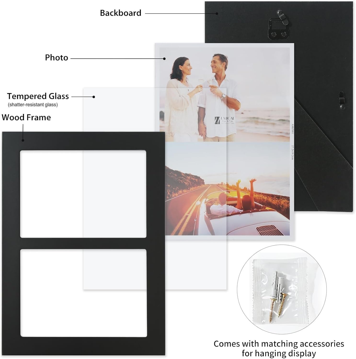 4x6 5-Opening Collage Picture Frame Black Wood
