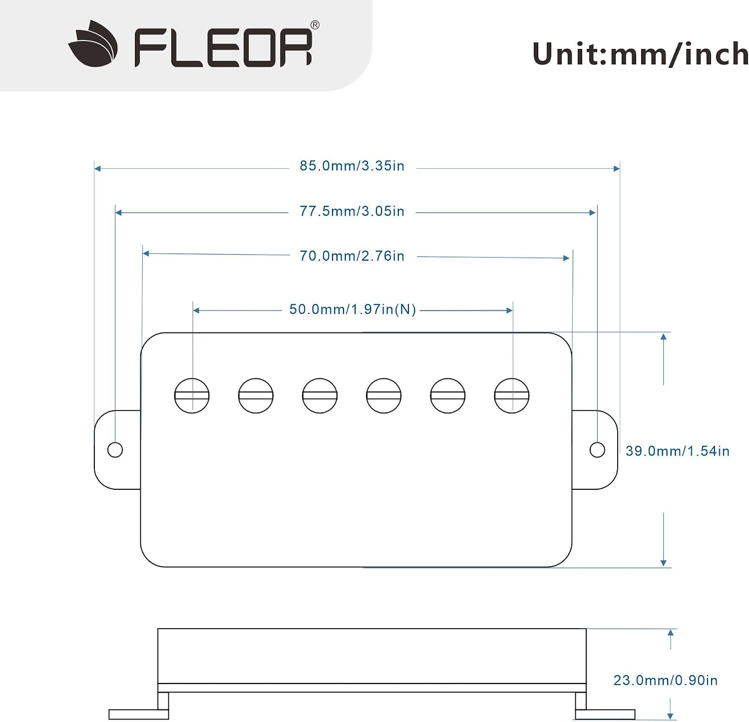 FLEOR Alnico5 Guitar Humbucker Pickup Set Chrome Bridge & Neck Pickups Compatible with LP style Guitar Part