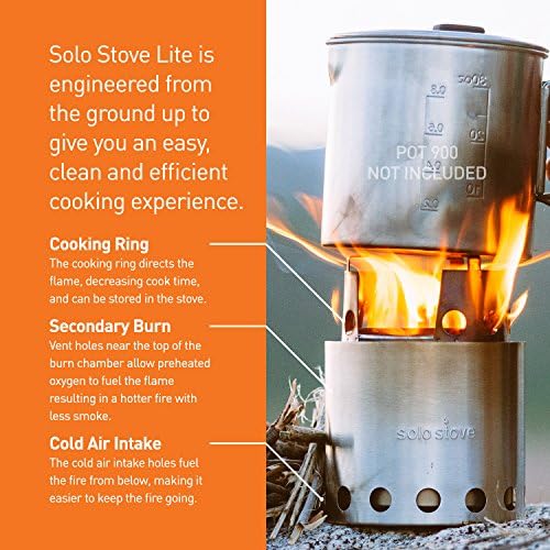 Solo Stove with Backup Alcohol Burner - Lightweight Kitchen Kit for Backpacking, Camping, Survival