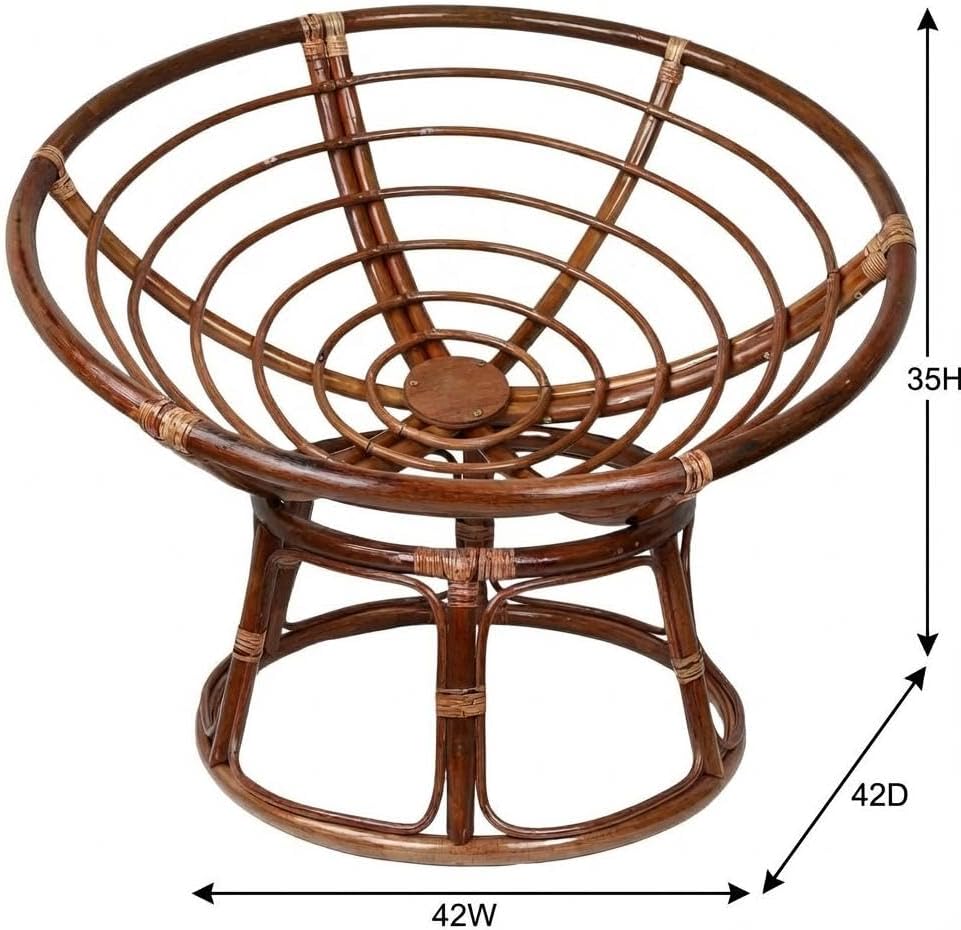 Bali 42-inch Modern Wicker/Rattan Brown Rattan Papasan Chair Replacement Frame