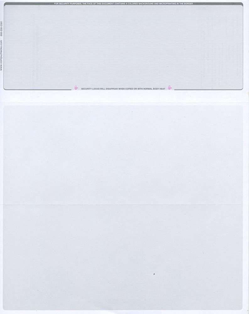 Compuchecks Blank Check Paper 500 Pack, Check on Top, QuickBooks Compatible | Blue Diamond High Security Computer Business Checks, Voucher on Bottom, 8.5x11, Works with Laser & Inkjet Printers, USA Made