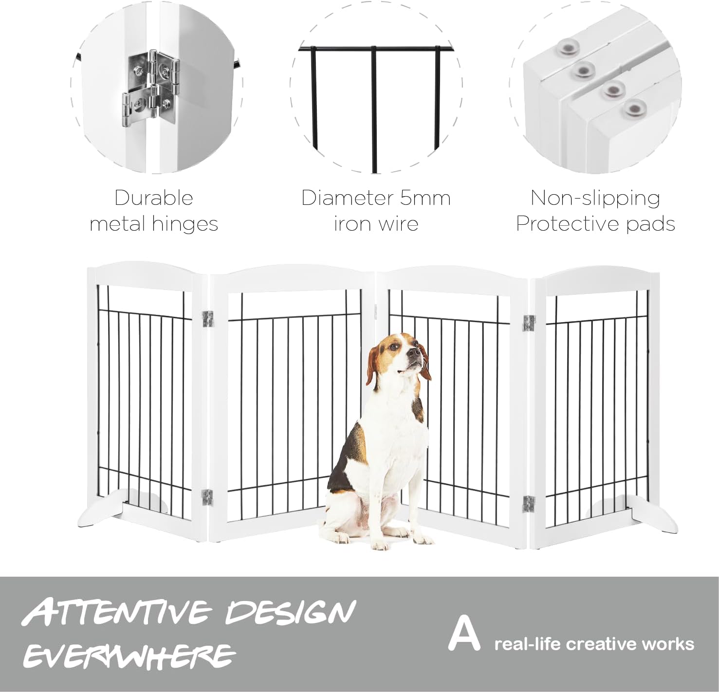 PAWLAND Extra Wide Foldable Dog gate for Doorway, Indoor, 72“ Wide, 30" H
