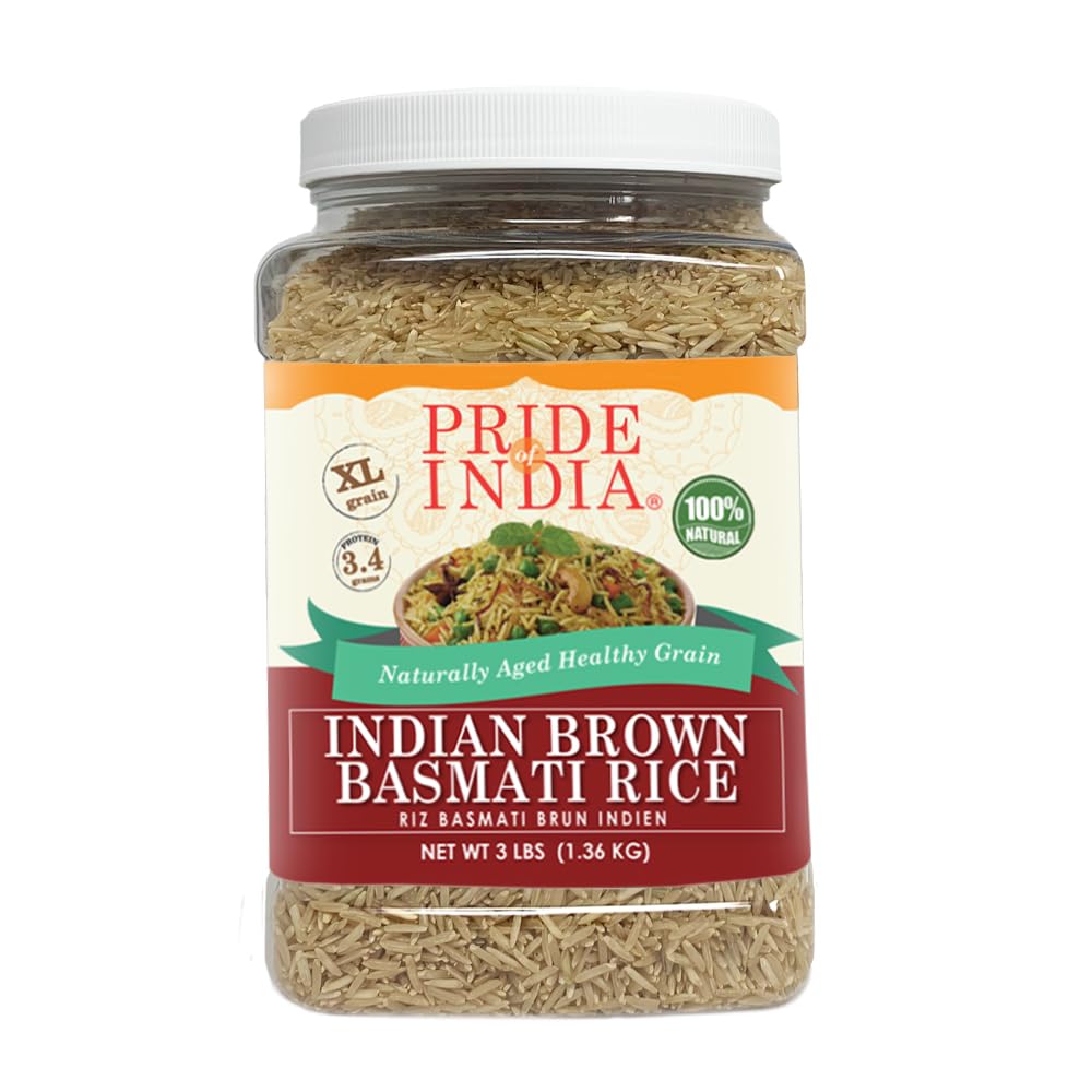 Pride Of India - Extra Long Indian Basmati Rice - Naturally Aged Aromatic Grain, 1.5 Pound Jar