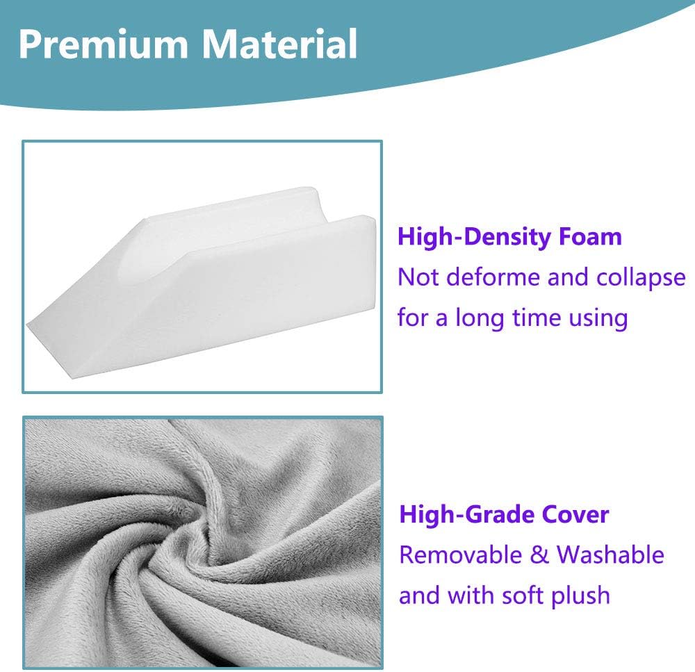 Zelen Elevation Pillow Bed Wedge for Legs Sleeping Foam Wedge Elevated Pillows Ortho Cushion Riser Knee Ankle Support Rest Legs Bolster Elevator