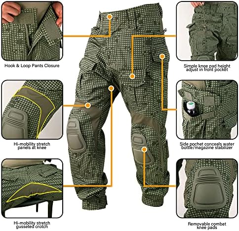 KRYDEX Tactical Men's G3 Combat Pants with Knee Pads