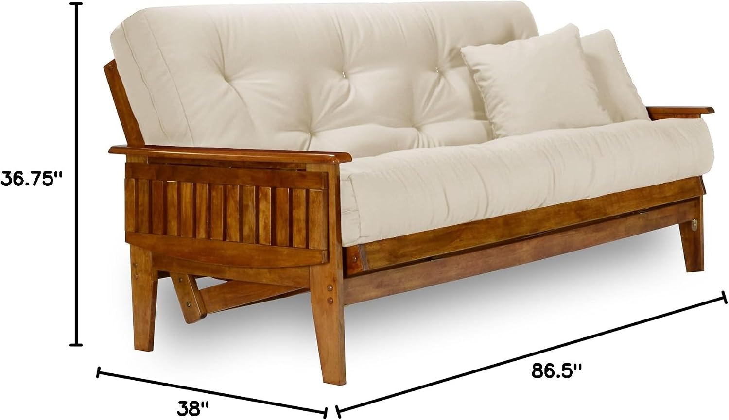 Eastridge Futon Set - Full Size, Frame, 8" Mattress, Twill Black Cover
