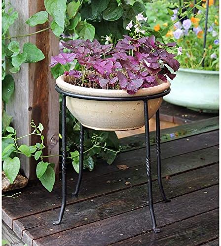 Achla Designs FB-14 Ring Wrought Iron Metal Plant birdbath Bowl Stand Flowerpot Holder, Black