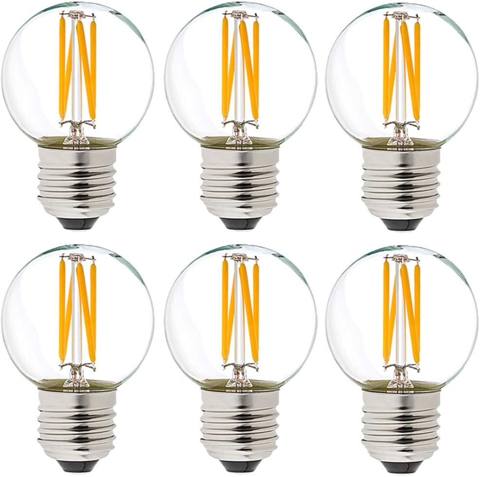 Litehistory e12 led bulb dimmable g16.5 Light Bulb 4W Equal 40 Watt 400lm AC120V e12 Candelabra Bulb 40 Watt for Chandeliers,Ceiling Fan,Vanity Warm White 2700K Globe candelabra Light Bulb 6Pack