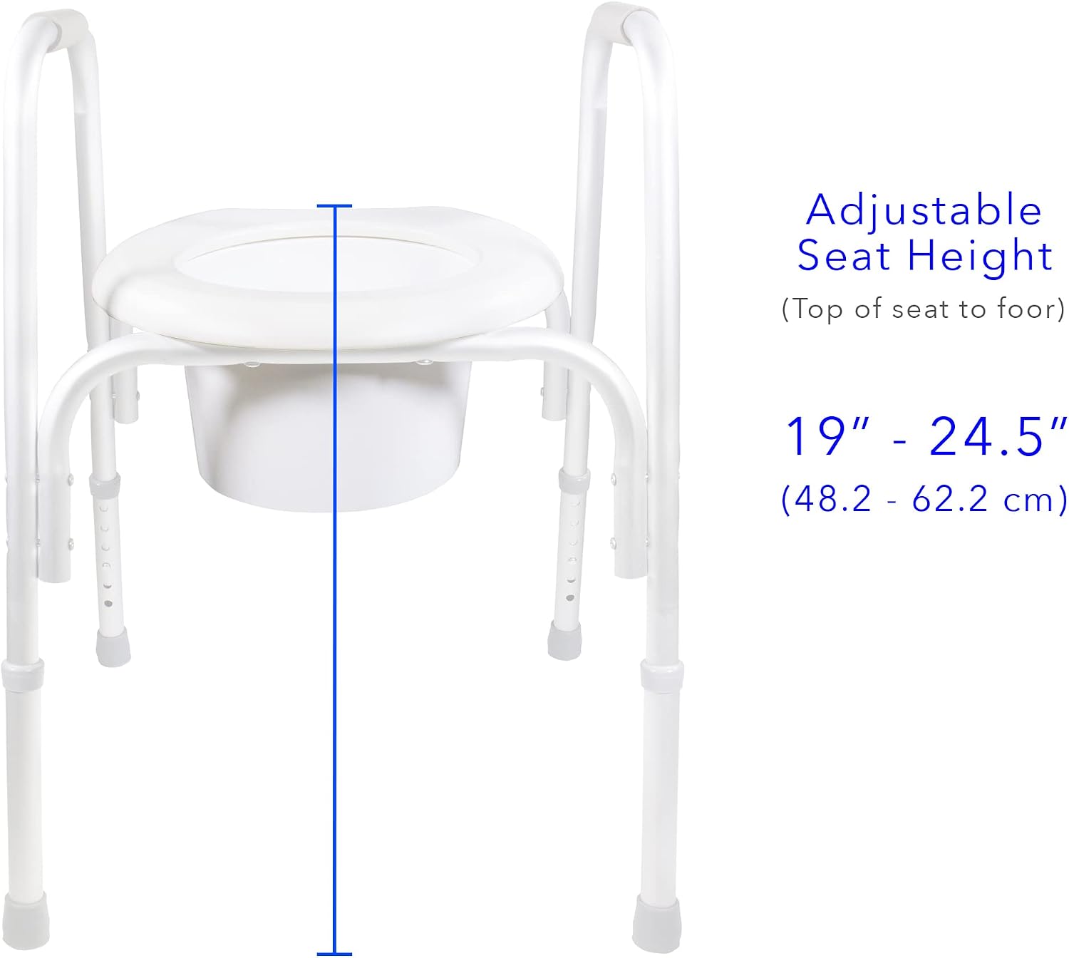 PCP Raised Toilet Seat and Safety Frame, Pre-Assembled Tool Free, Secure Adjustable Height, Made in USA, Regular