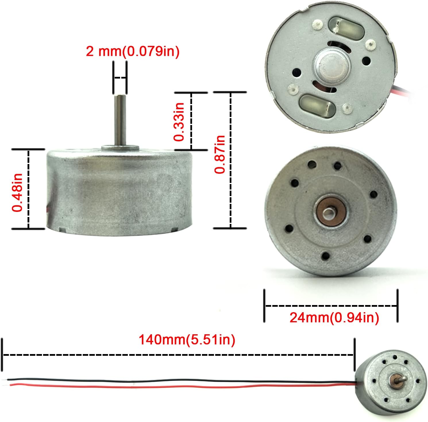 EUDAX Mini Generator Motors 3V-12V DC Motor Electric Motor for DIY Toys Wind Turbine Generator Hand Cranked Power Generator Model (Plastic Motor