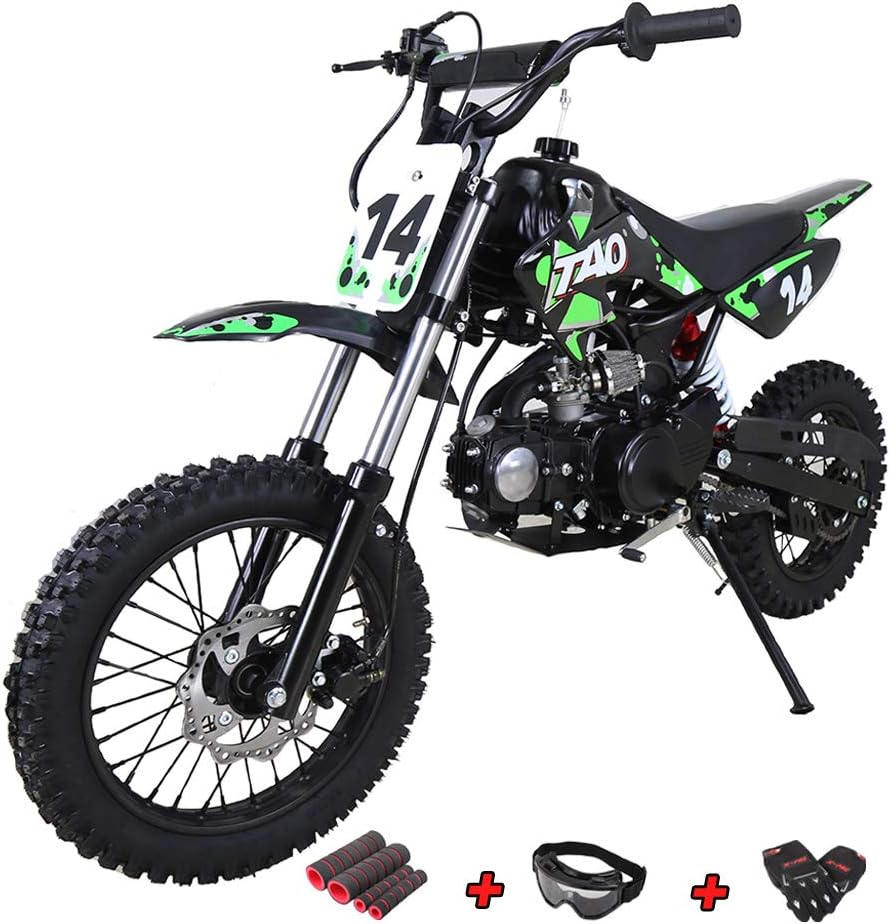 X-Pro 110cc Dirt Bike Pit Kids Pitbike 110 with Gloves, Goggle and Handgrip (Black)