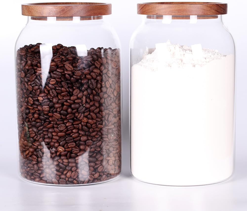 SAIOOL Egg Jar,kitchen canister， 1 Gallon Large Glass Food Storage Jars with Airtight Lid, Clear