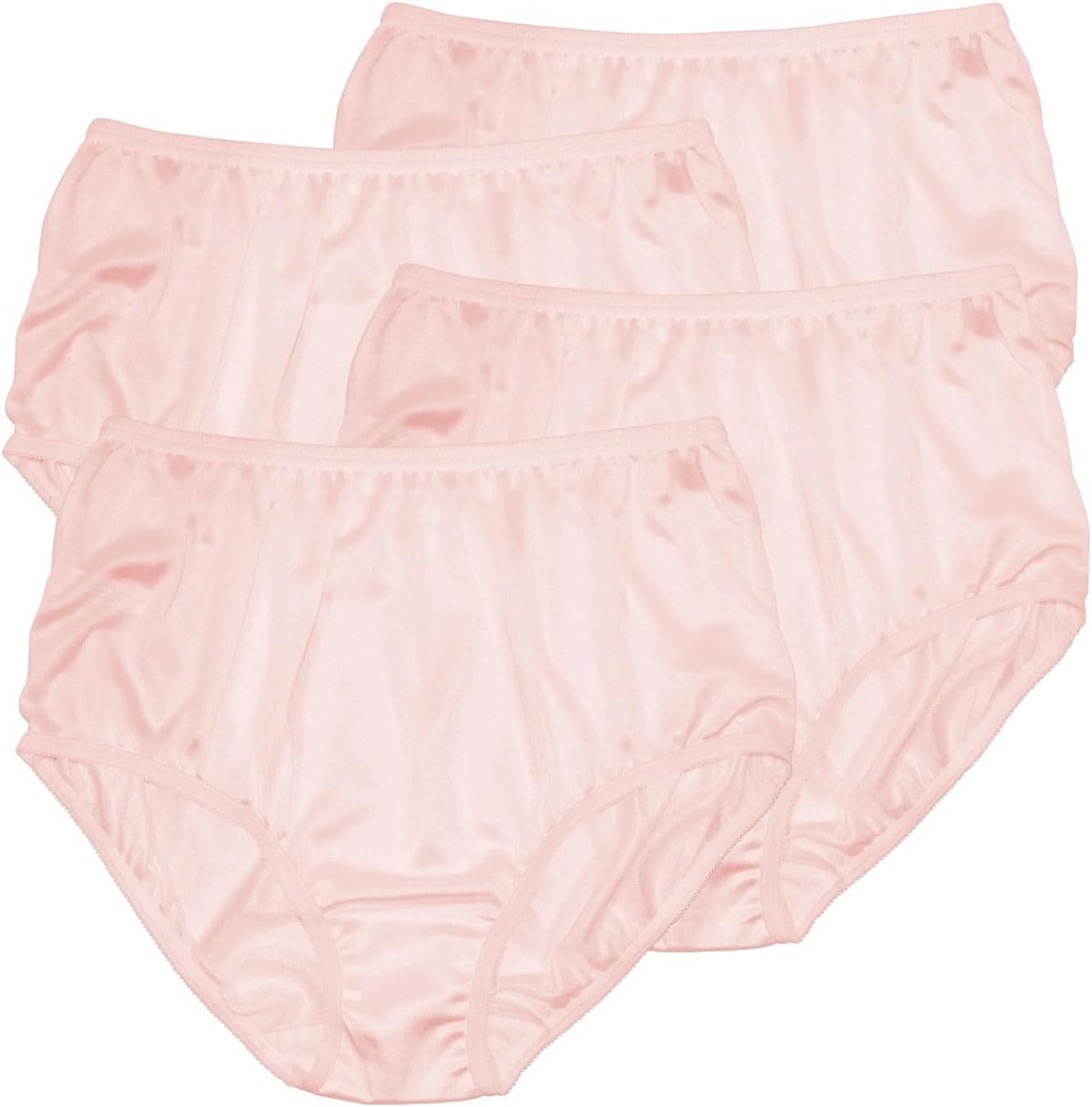 Teri Women's 331 Plain Jane Classic Nylon Silky-Smooth Lightweight Breathable Full Coverage Brief Panty - 4 Pack