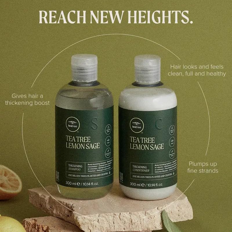 Tea Tree Lemon Sage Thickening Conditioner, Builds Body + Boosts Volume, For Fine Hair