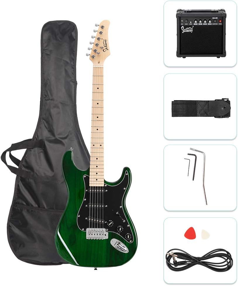 GLARRY Full Size Electric Guitar for Music Lover Beginner with 20W Amp and Accessories Pack Guitar Bag (DARK BLUE, 39" Right Handed)