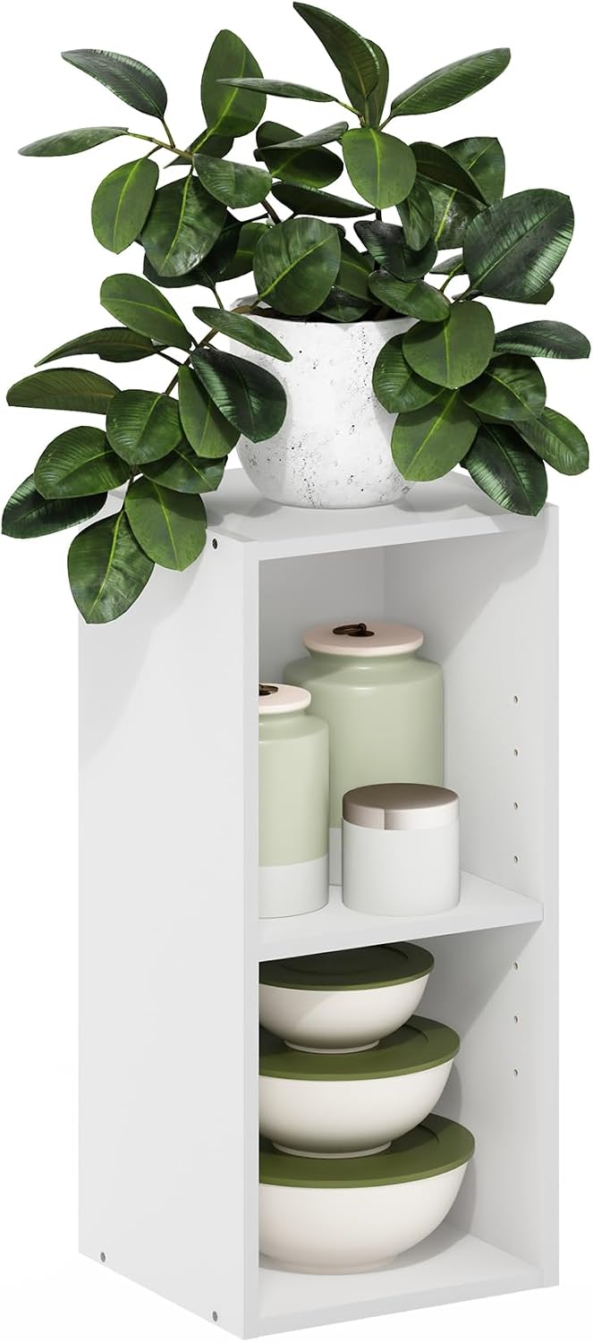 Furinno LUDER Book Shelf, 6-Tier Tall Modern Bookshelf, Bookcase with Open Shelves, 9.3 x 12 x 71, for Living Room, Bedroom, Home Office, White