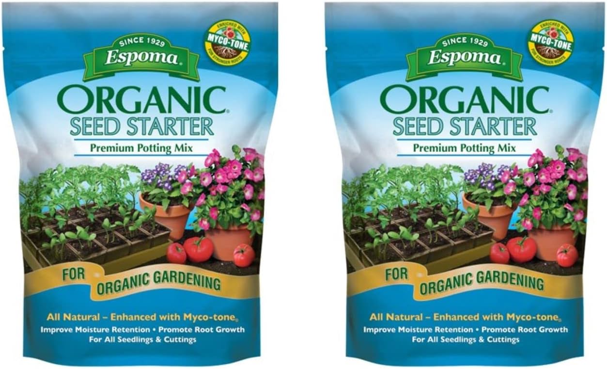 Espoma Organic Seed Starter Premium Potting Soil Mix - All Natural & Organic Seed Starting Mix with Mycorrhizae. for Organic Gardening, 8 qt, Pack of 1
