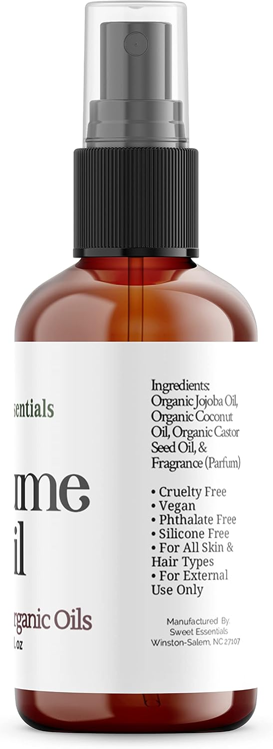 Sweet Essentials EGYPTIAN MUSK Perfume Oil, Made with Organic Oils, 2oz, Spray on Perfume Hair & Body Oil - Alcohol, Silicone & Preservative Free