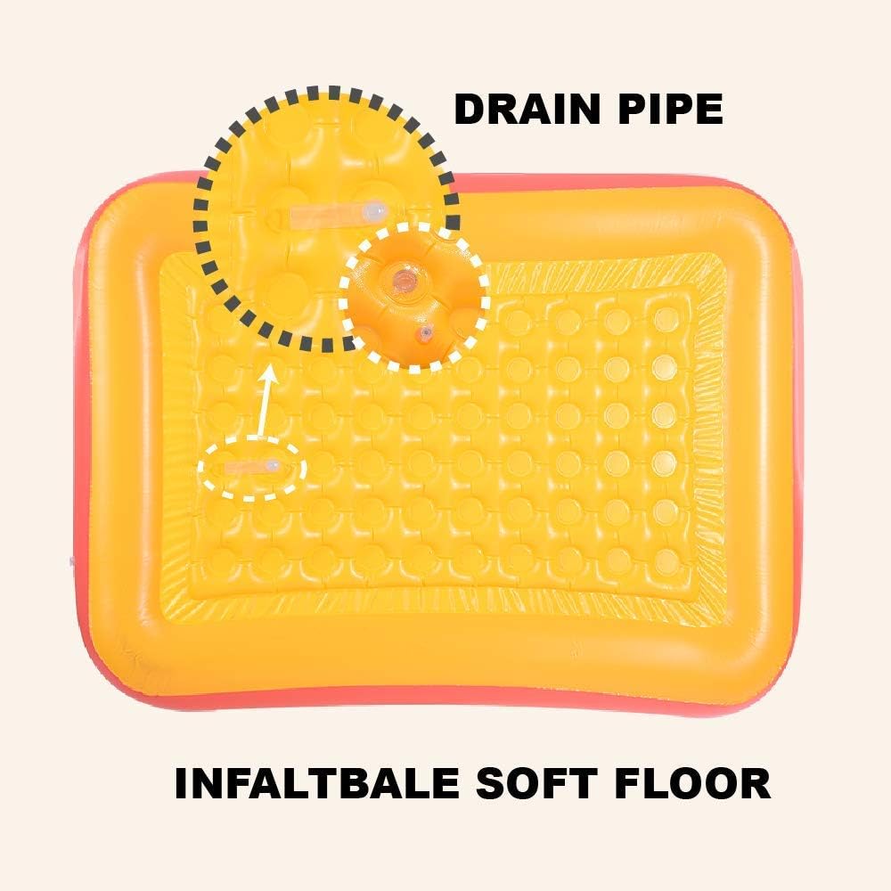 Inflatable Swimming Pool for Kids, 59" X 45" X 20" Kiddie Pools with Inflatable Soft Floor, Durable Blow Up Pools for Backyard
