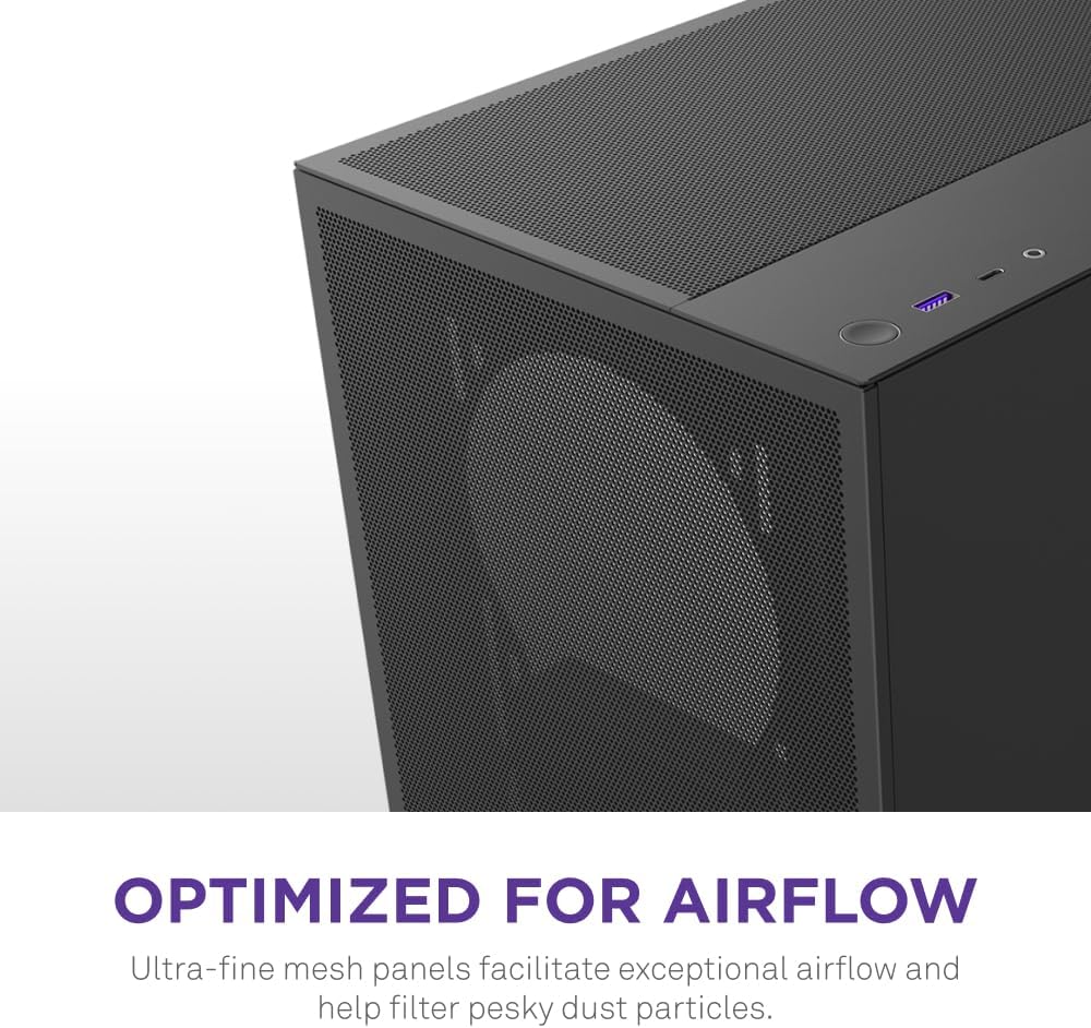 NZXT H5 Flow RGB - Compact ATX Mid-Tower PC Case - White | Compact mid-tower with included F360 RGB Core fans, 360mm radiator support, tempered glass. CAM-ready RGB out of the box.