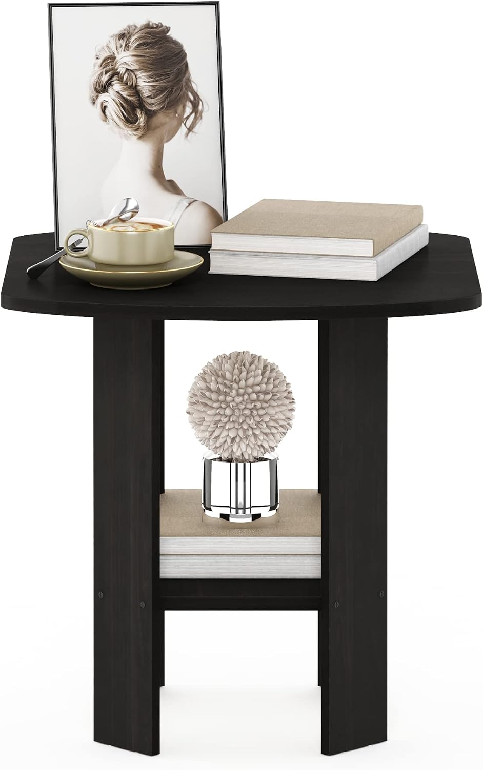 Furinno SIMPLE DESIGN Side Table, 2-Tier Modern End Table with Soft Edges, Open Shelves Night Stand, Bedside Table, for Living Room, Bedroom, French Oak