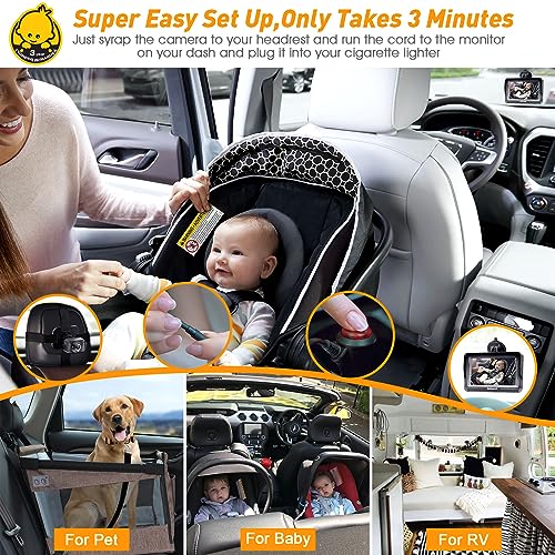 DoHonest Baby Car Camera HD 1080P - Rear-Facing Car Baby Monitor with Night Vision, Adjustable View Angle, Easy Setup, Anti-Glare Display