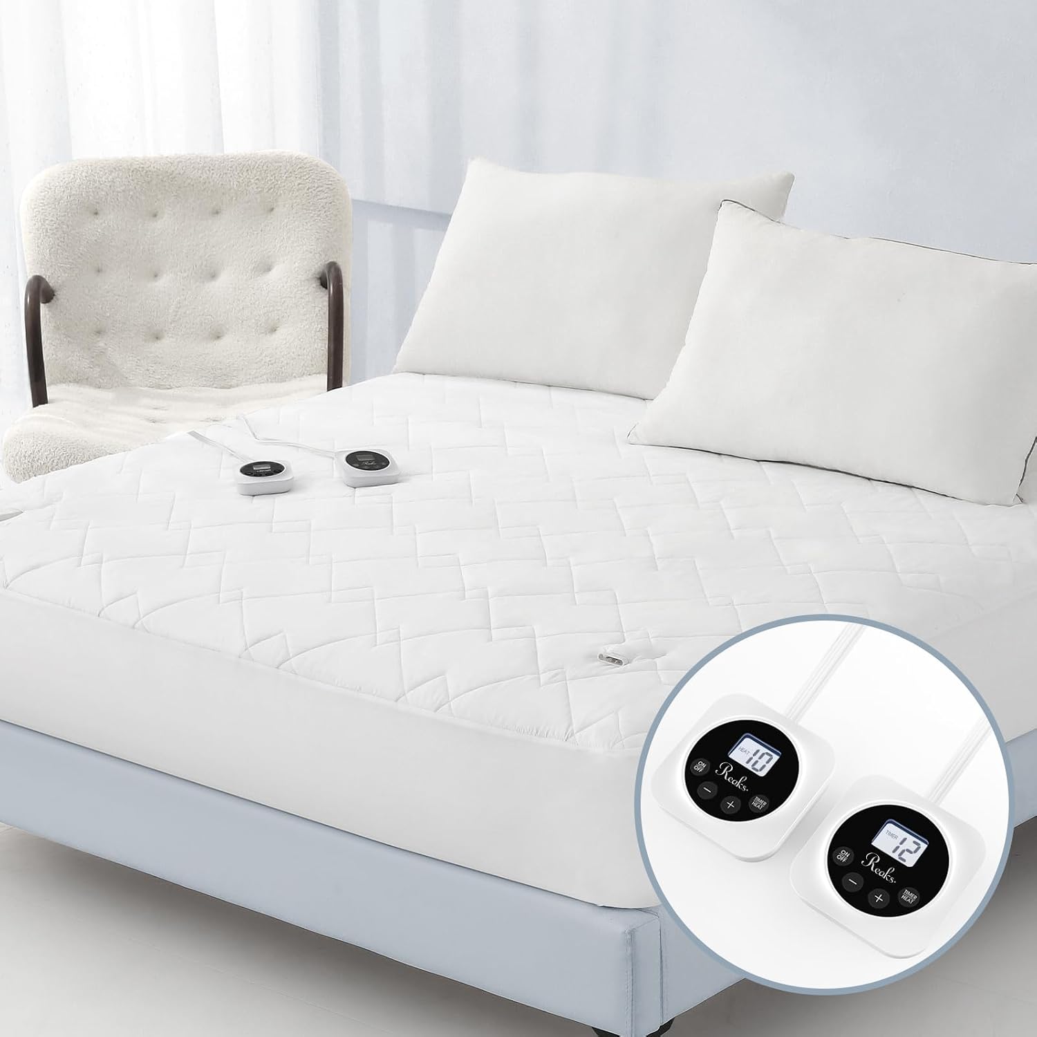 Heated Mattress Pad King, 3D Air Fabric, Preheat & Memory for Cold Winter