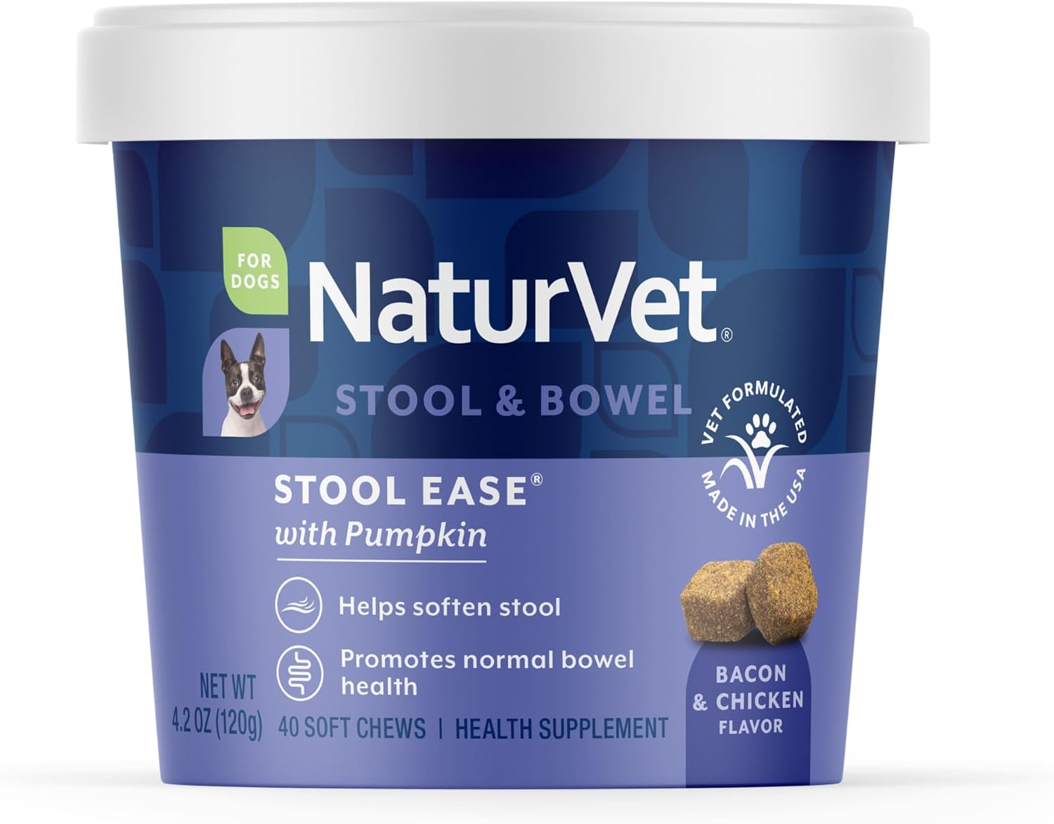 NaturVet – Stool Ease for Dogs – 40 Soft Chews – Helps Maintain Regular Bowel Movements – Enhanced with Sugar Beet Pulp
