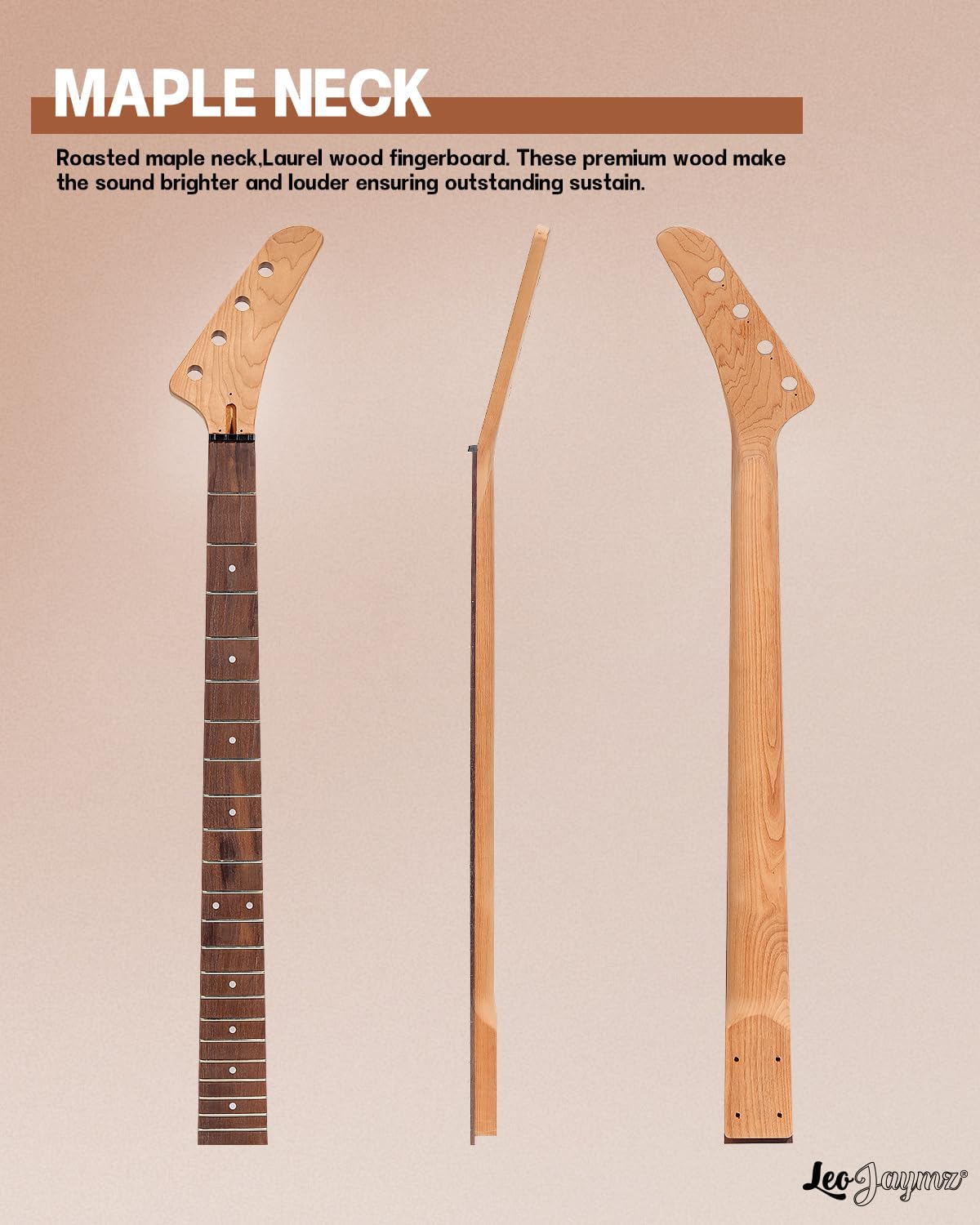 Leo Jaymz DIY Electric Bass Guitar Kit Mahogany Body Maple Neck (AX)