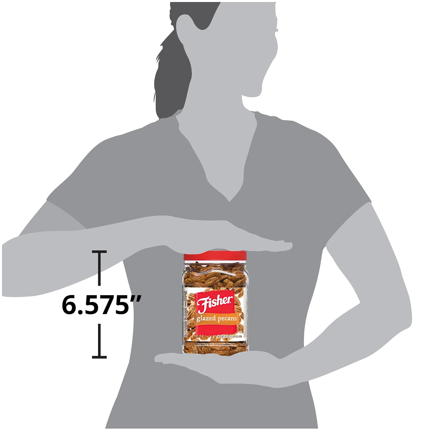 Fisher Snack Glazed Pecans Candied, 24 oz, Pack of 1 | Junior Mammoth Candied Pecans, Perfect For Gifting Or Personal Enjoyment, Crunchy, Irresistibly Sweet