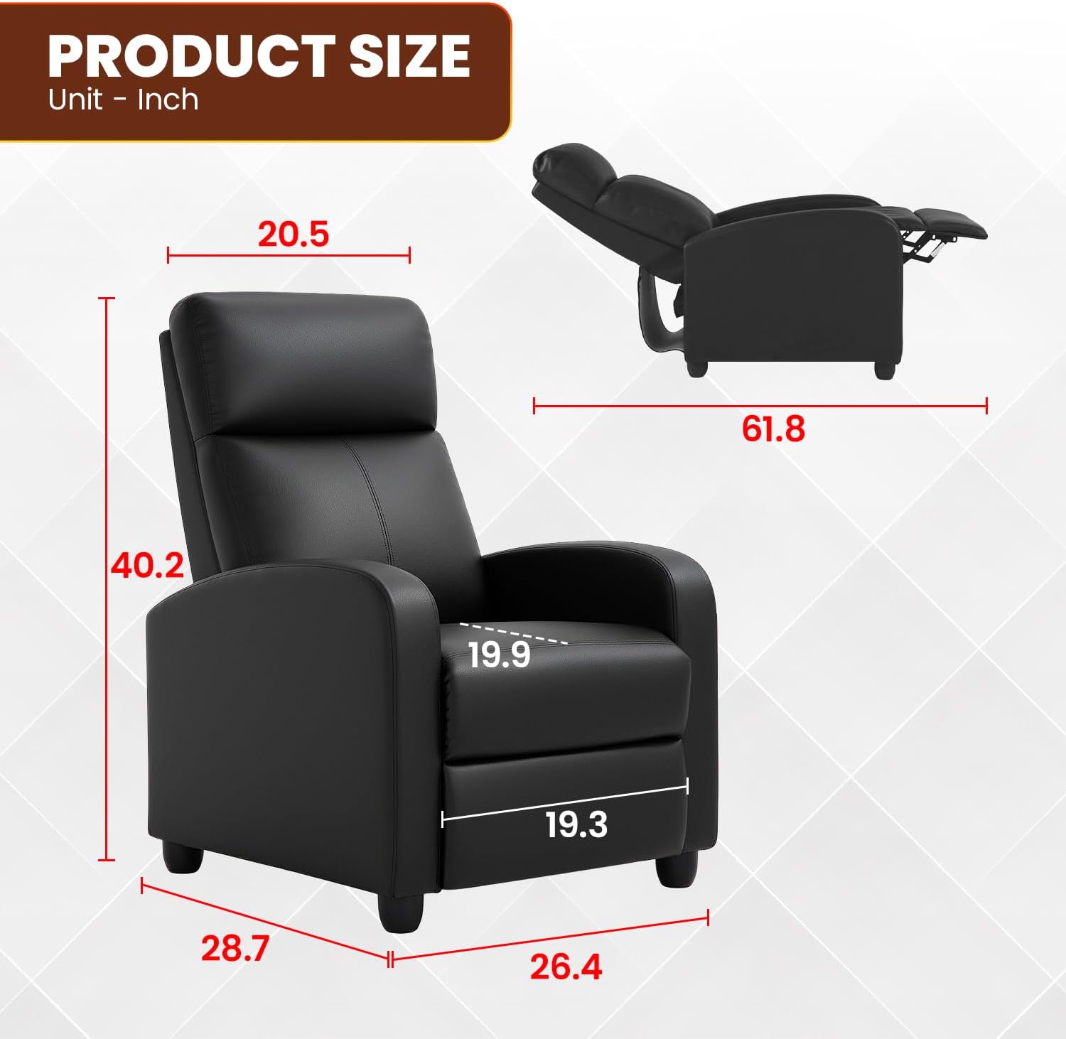 FDW | Recliner Chair | with 2 Point Massage Function | Black, PU Leather