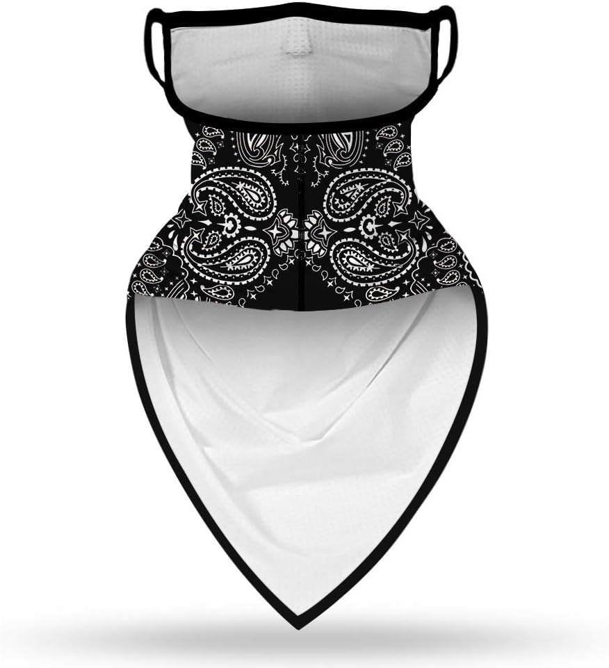 YAYOUREL Neck Gaiter Face Mask Bandanas for Men Women UV Face Scarf Cover Ear Loop Hole Facemask for Fishing Running Cycling