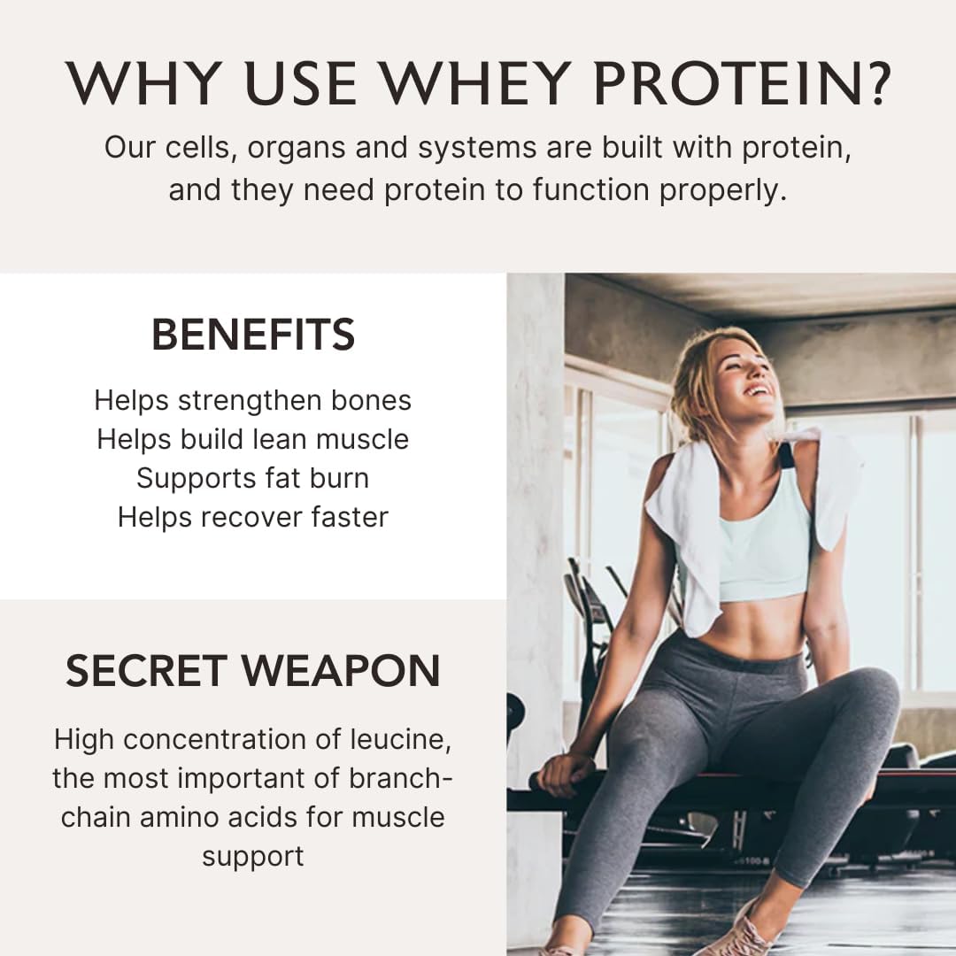 Alaya Naturals - Grass Fed Whey Protein Powder - Vanilla Flavor, All Natural, Hormone Free - 20g Protein per Serving - Non-GMO, rBGH Free