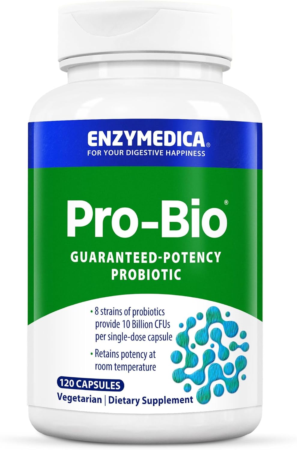Enzymedica Pro-Bio Probiotic Supplement for Digestive & Gut Health - Daily Probiotic Capsules for Women & Men, 10 Billion CFU, Helps Reduce Gas & Bloating, Stomach Acid Resistant - 30 Caps