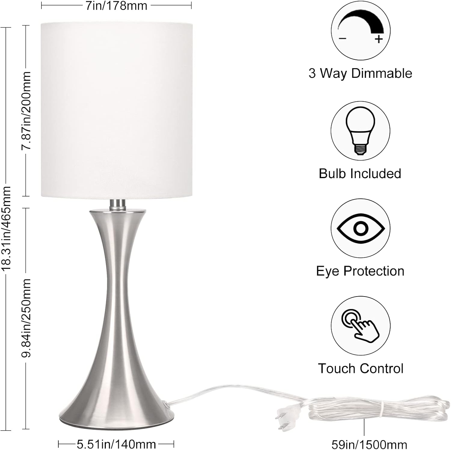 3 Way Touch Control Table Lamp