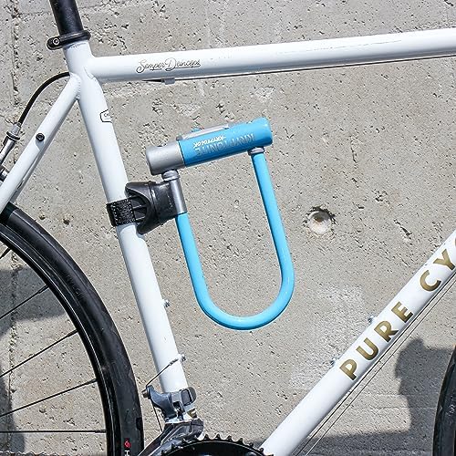 Kryptonite Kryptolok Mini-7 Bike U-Lock, 12.7mm Steel Shackle, Light Blue | Heavy Duty Anti-Theft Bicycle Lock with Mounting Bracket