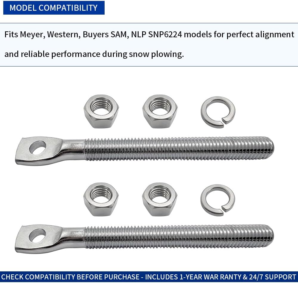 2PCS 5/8" Snow Plow Trip Spring Eye Bolt 1/2" Hole for Buyers SAM 1302005, NLP SNP6224,Meyer 09124,Western 90493K