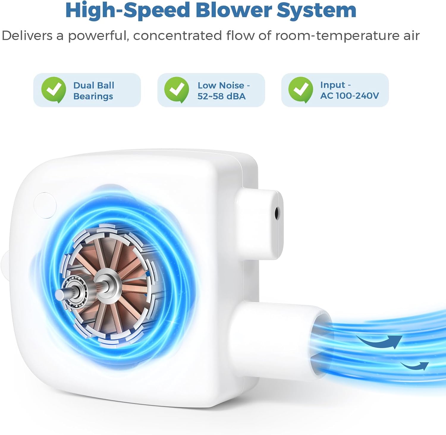 CPAP Hose Dryer, CPAP Tube Cleaner Blower Fan, Fast Drying CPAP Cleaning Kit for All Standard 22mm Diameter Tubing with High-Speed Airflow, 3 Speeds & 3 Timer (45/60/80 Minutes), 5V Adapter