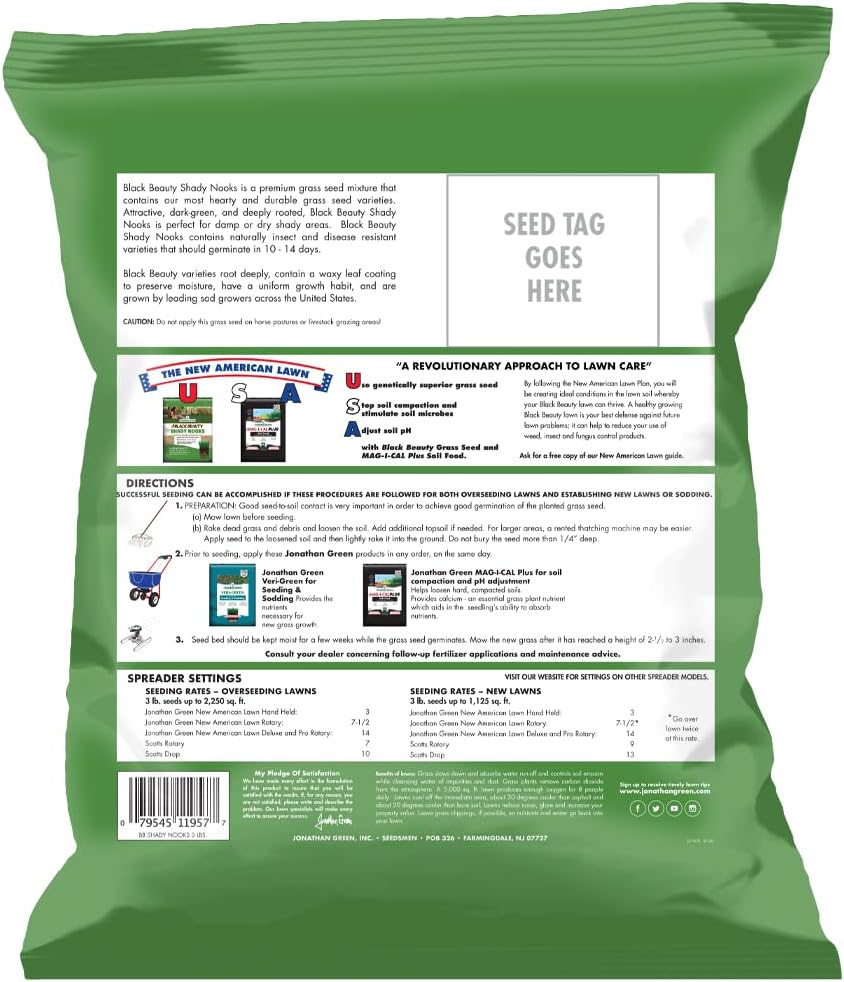 Jonathan Green (11960) Black Beauty Shady Nooks Grass Seed - Cool Season Lawn Seed (25 lb)