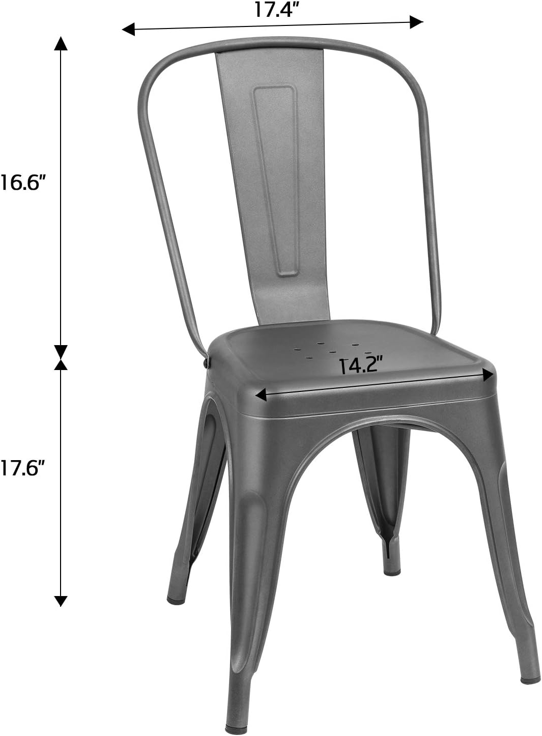 Furmax Metal Dining Chair Indoor Outdoor Use Stackable Classic Trattoria Chair Chic Dining Bistro Cafe Side Metal Chairs Set of 4 (Ivory White)