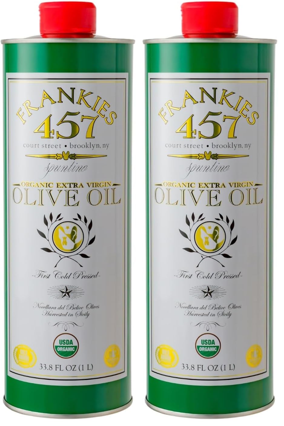 Frankies 457 Organic Extra Virgin Olive Oil, 33.8 fl oz (1L) | Premium 100% Castelvetrano Olive Oil, High Polyphenol, First Cold Pressed, Early Harvest in Sicily