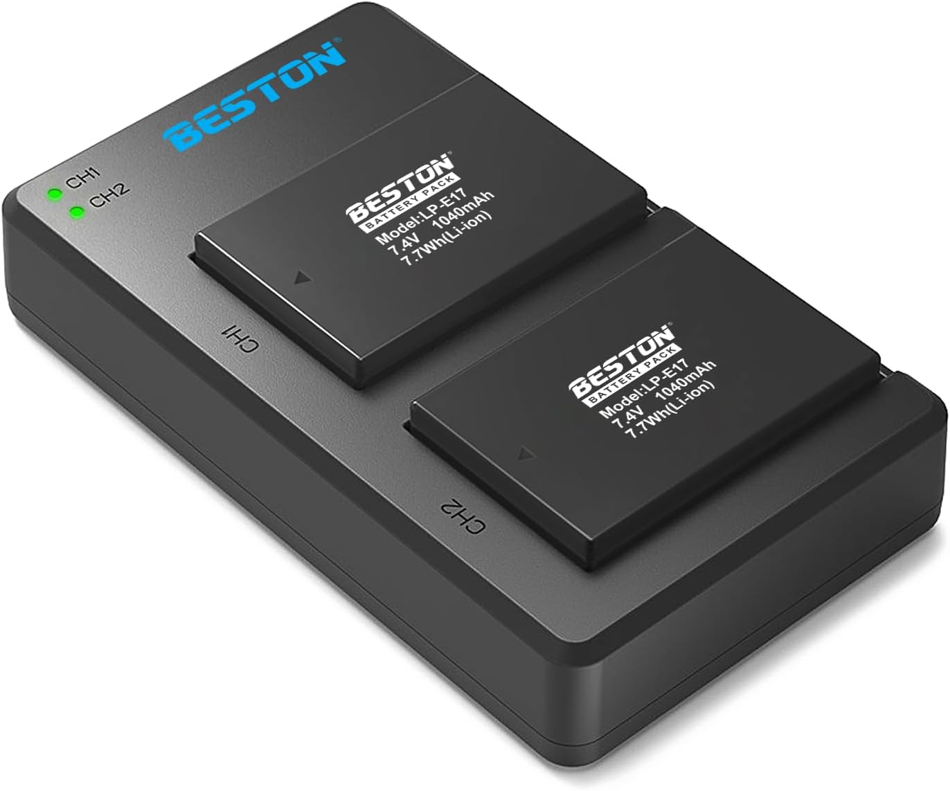 BESTON 2-Pack LP-E17 Battery and Charging Base for Canon EOS R50 R100 RP R10 R8, Rebel T8i, T7i, T6i, T6s, SL2, SL3, Powershot V1, EOS M3, M5