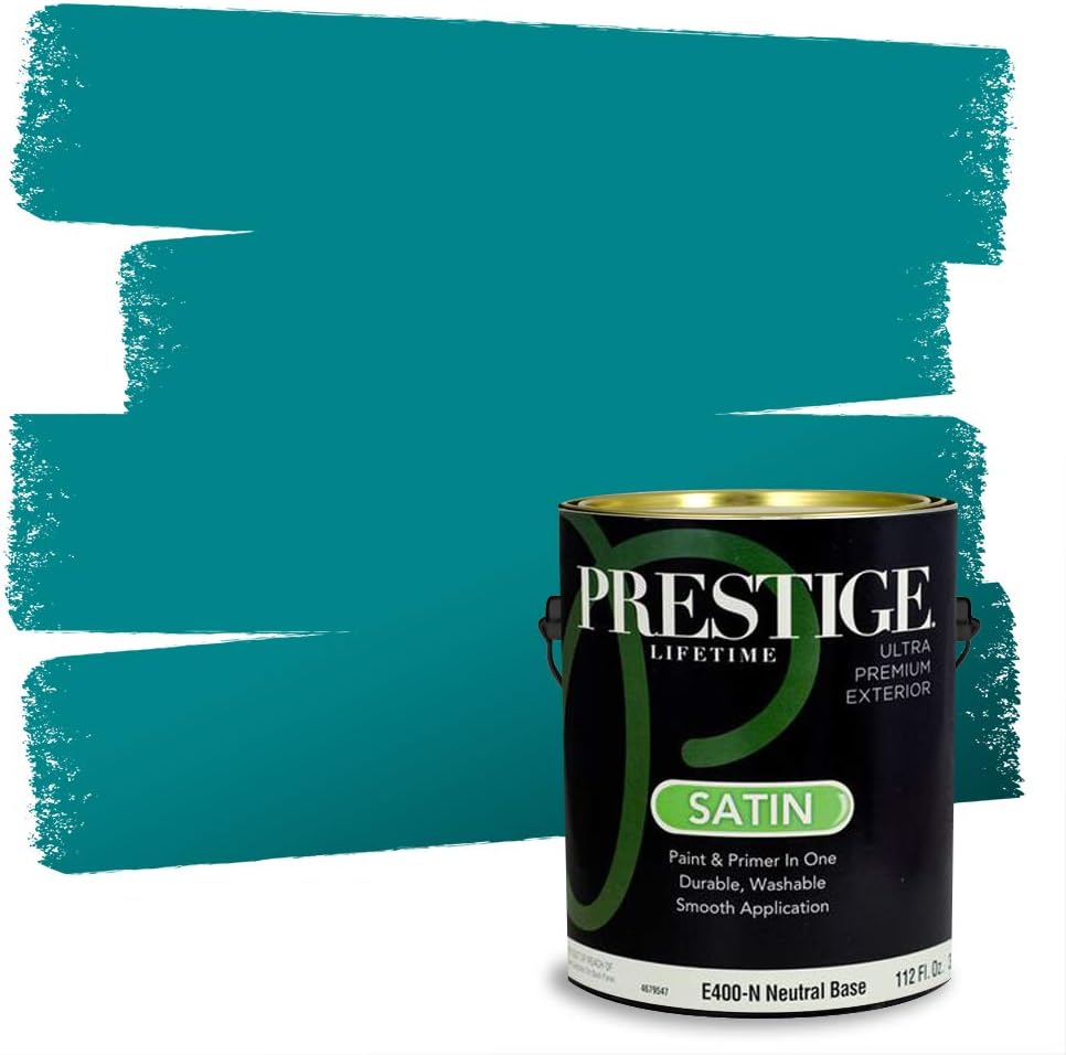 PRESTIGE Paints Exterior Paint and Primer In One, 1-Gallon, Satin, Comparable Match of Sherwin Williams* Blue Nile*