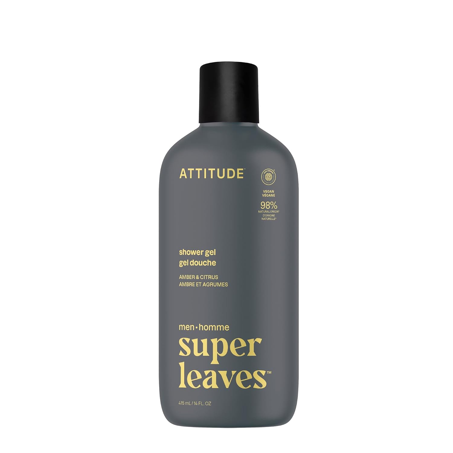 ATTITUDE Body Wash, EWG Verified Shower Gel, Dermatologically Tested, Plant and Mineral-Based, Vegan Personal Care Products, Earl Grey & Fresh Cucumber, 16 Fl Oz